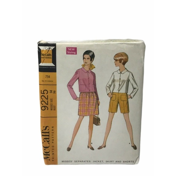 Mccalls 9225 Misses Jacket Shorts Skirt Sewing Pattern Size 14 Vintage 1968 - Picture 1 of 7